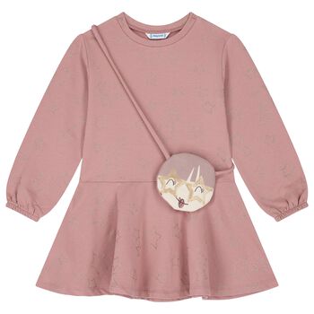 Girls Pink Star Dress Set