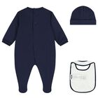 Navy Blue Teddy Bear Logo Babygrow Gift Set, 3, hi-res
