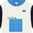 Boys White Hooded Top, 1, hi-res