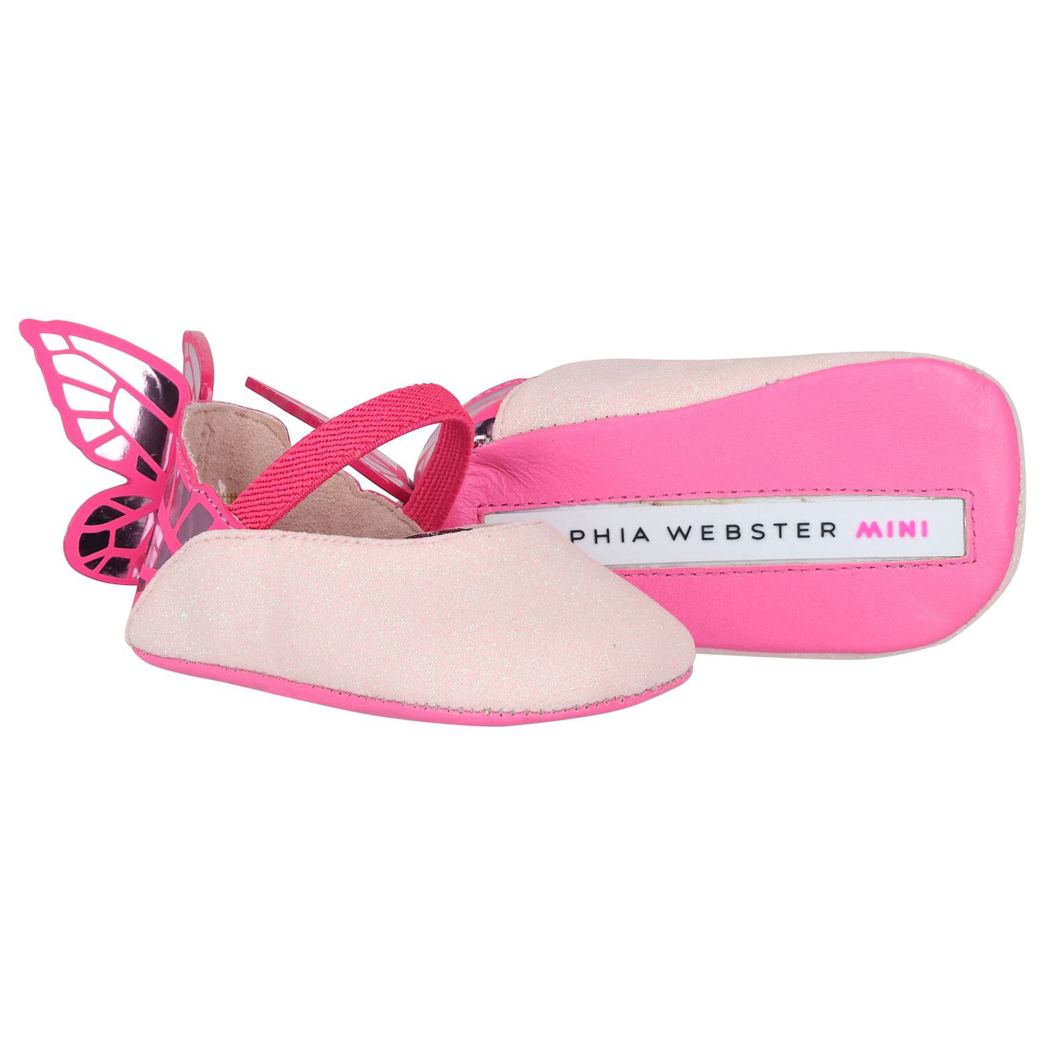 Baby Girls Pink Glitters Butterfly Shoes, 1, hi-res