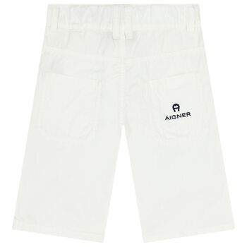 Boys White Logo Shorts