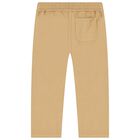 Boys Beige Logo Trousers, 1, hi-res