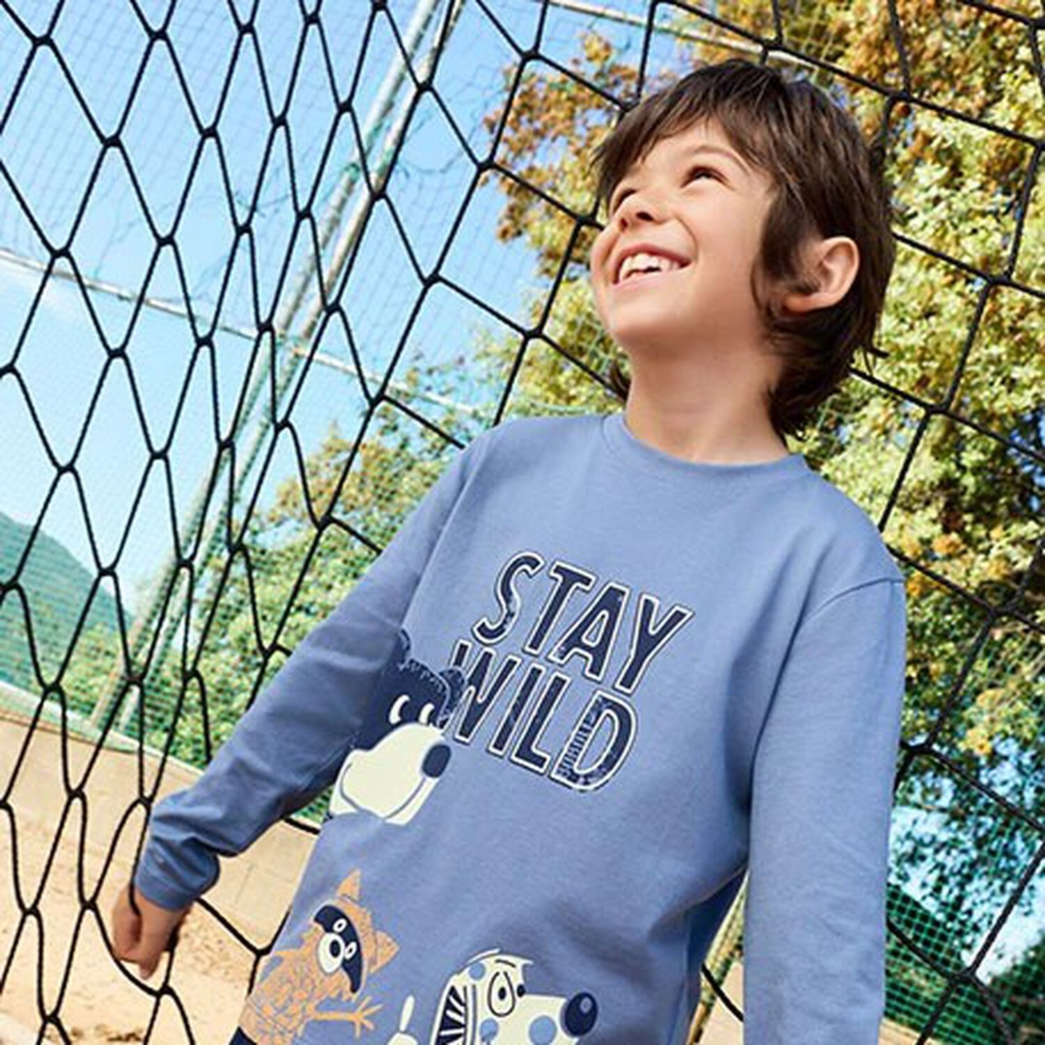 Boys Blue Bear Long Sleeeve Top, 1, hi-res