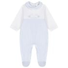 Baby Boys White & Blue Rabbit Babygrow, 1, hi-res