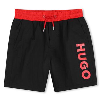 Boys Black Logo Swim Shorts