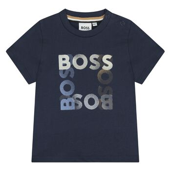 Younger Boys Navy Blue Logo T-Shirt