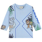 Younger Boys Blue Logo Tiger Top, 1, hi-res