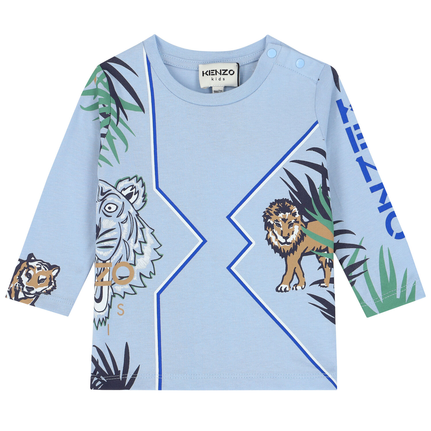 Younger Boys Blue Logo Tiger Top, 1, hi-res