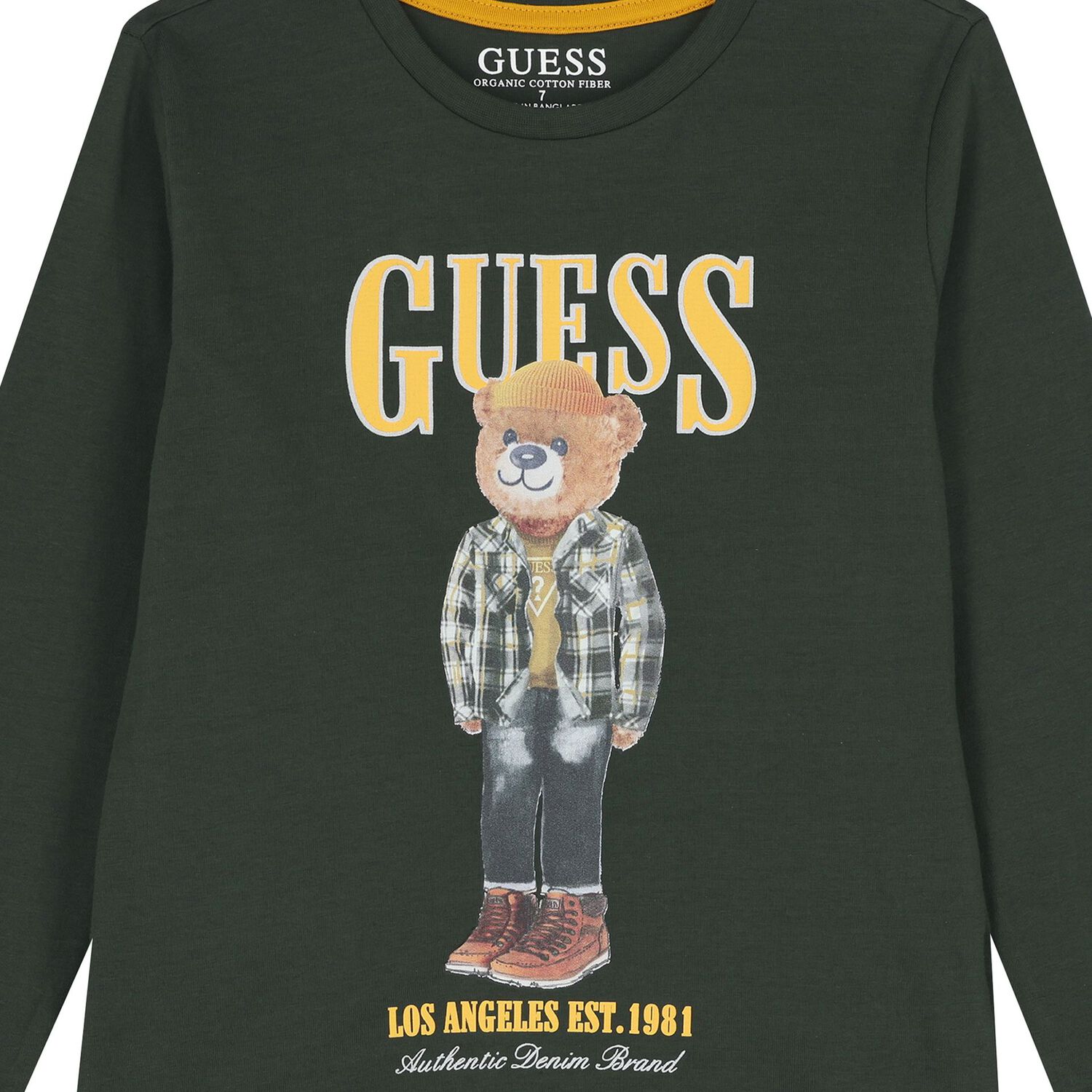 Boys Green Teddy Bear Long Sleeve Top, 4, hi-res