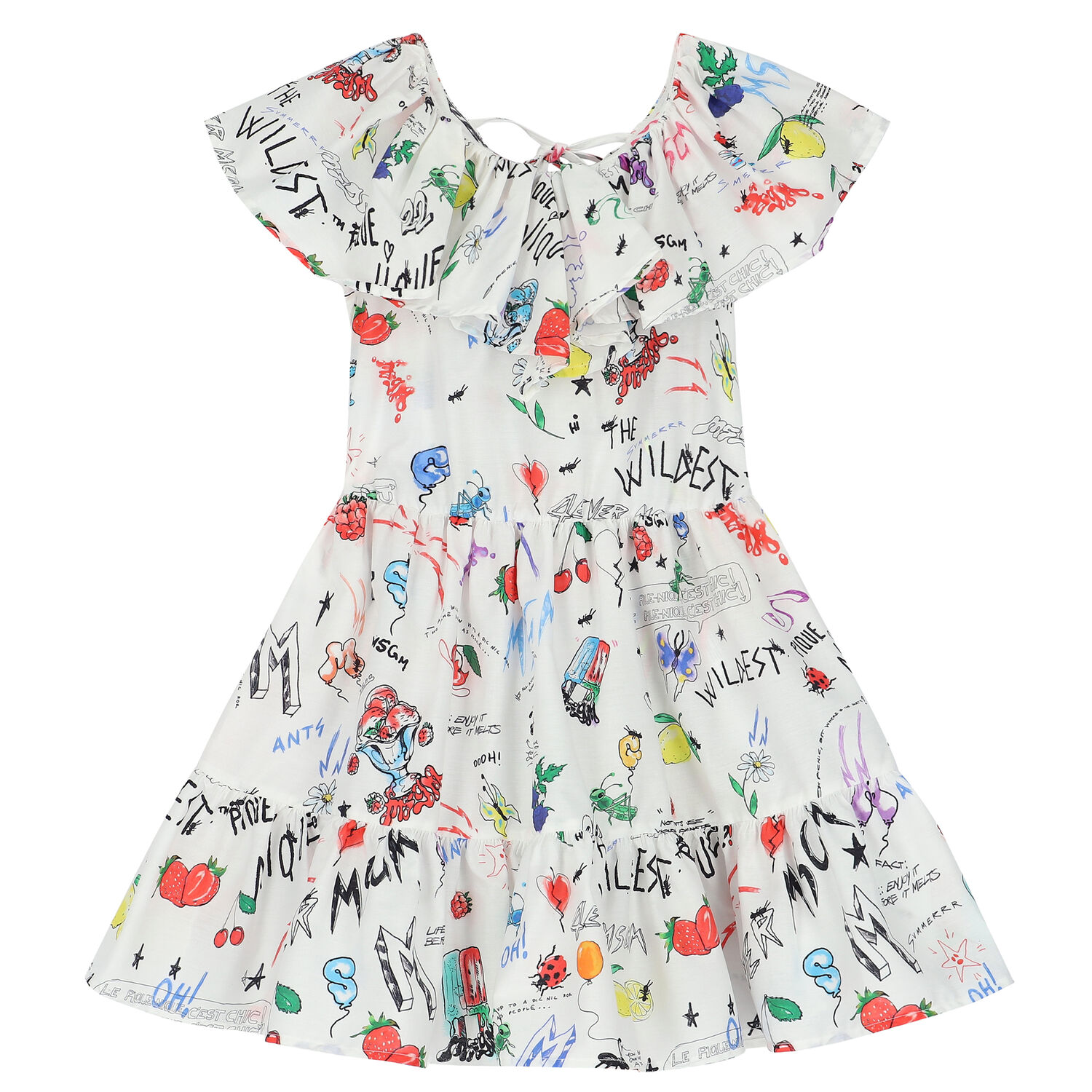 Girls Ivory Logo Dress, 1, hi-res