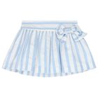 Girls White & Blue Striped Skirt, 1, hi-res