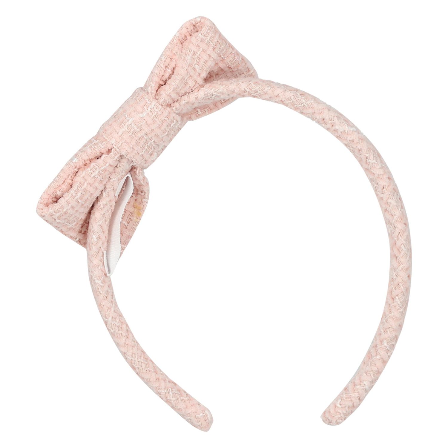 Girls Pink Tweed Bow Headband, 1, hi-res image number null