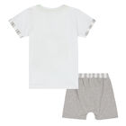 Baby Boys White & Grey Shorts Set, 1, hi-res