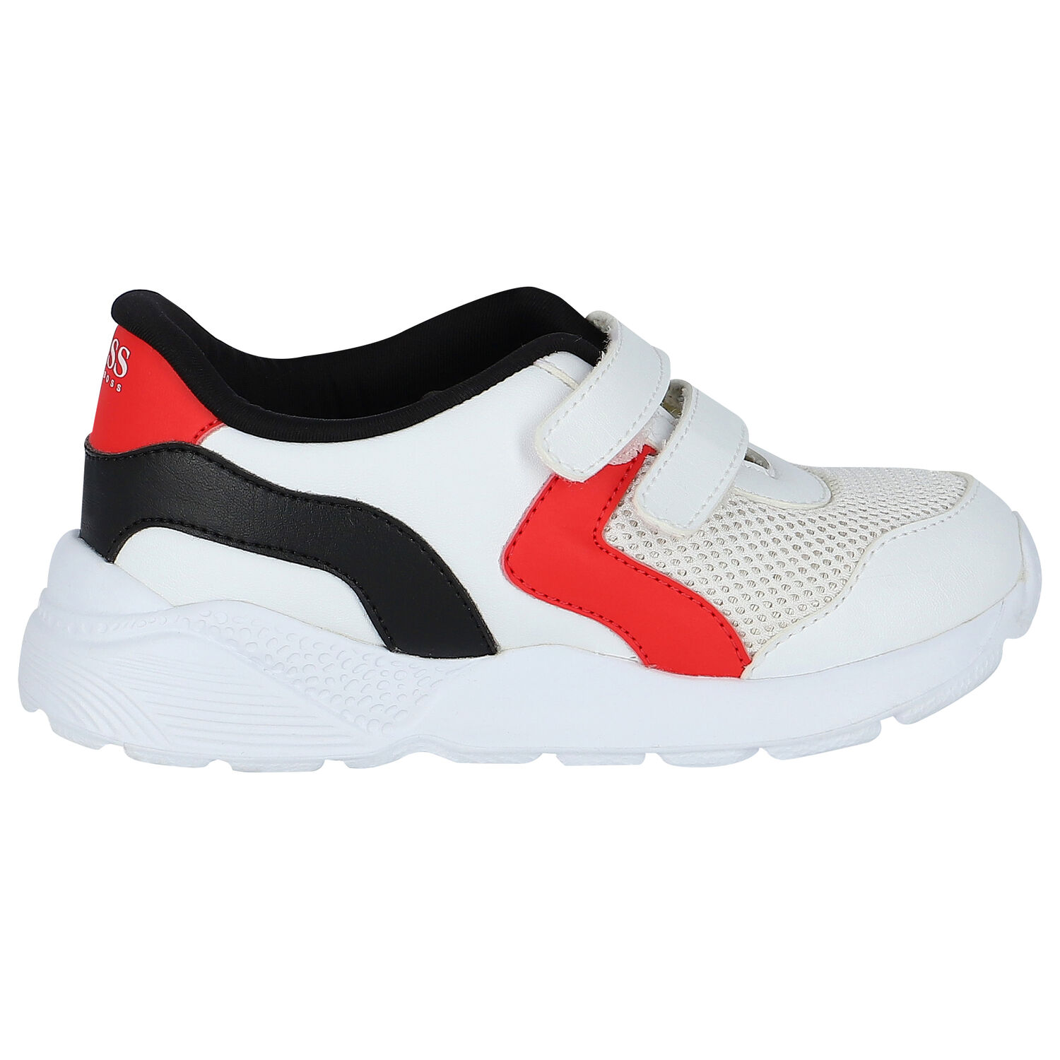 Younger Boys White Velcro Trainers, 1, hi-res