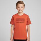 Boys Orange Geometric EA7 T-Shirt, 3, hi-res