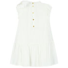 Girls White Bow Dress, 4, hi-res