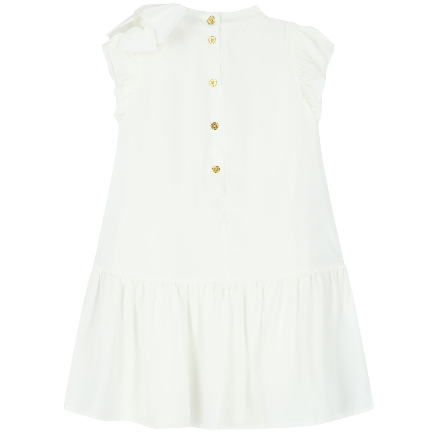 Girls White Bow Dress, 4, hi-res