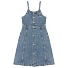Girls Blue Logo Denim Dress, 1, hi-res