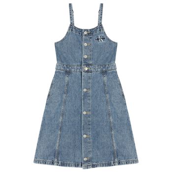 Girls Blue Logo Denim Dress
