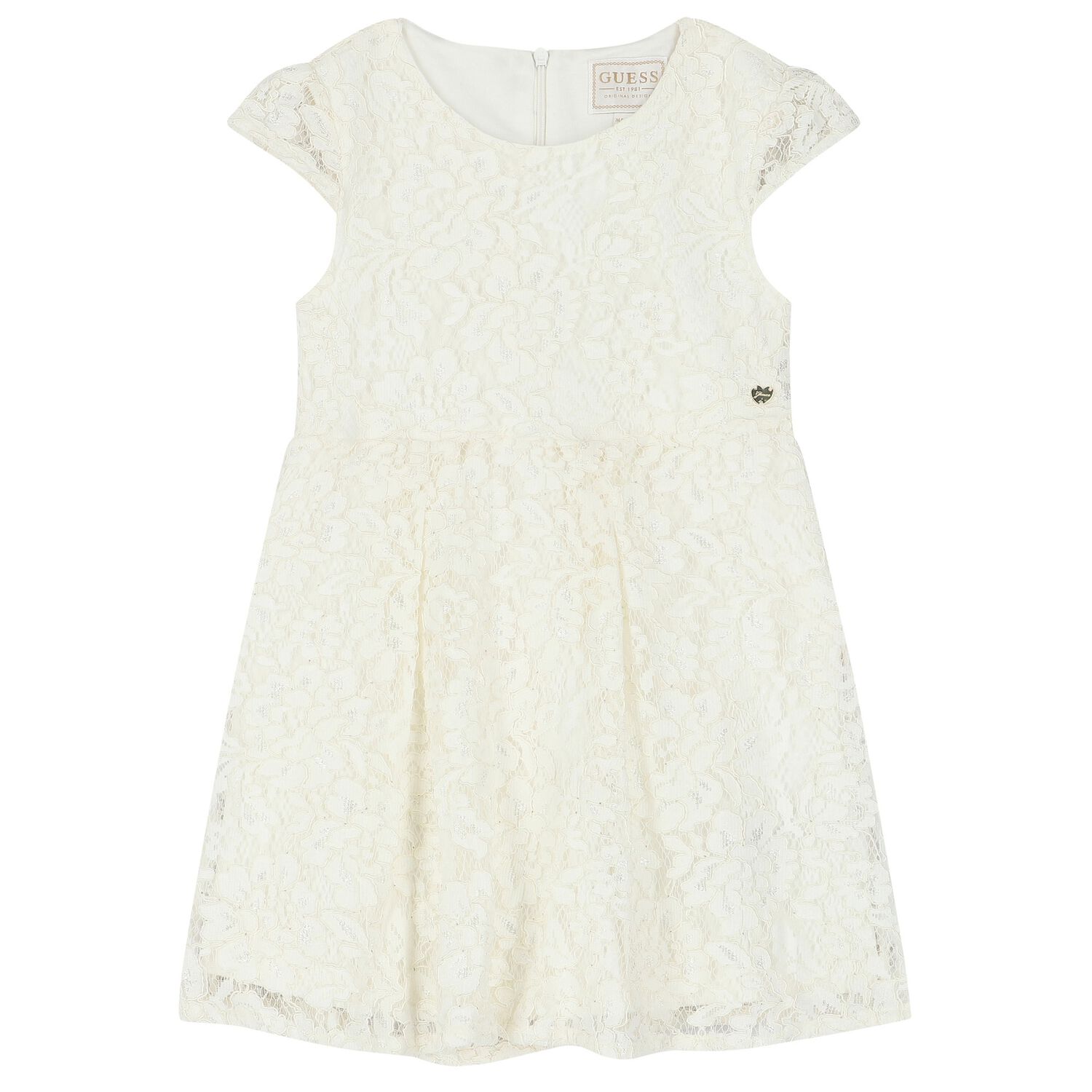 Girls Ivory Lace Dress, 1, hi-res