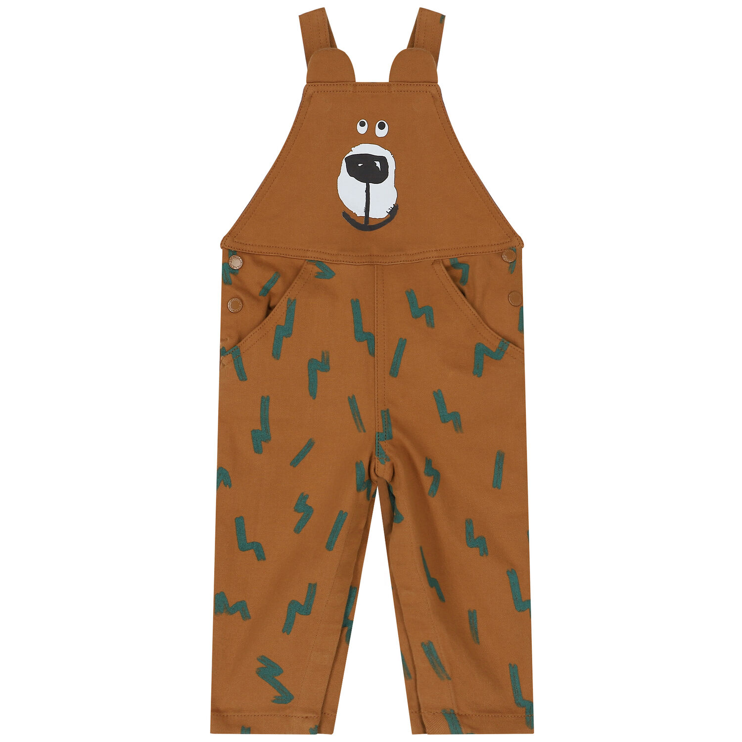 Younger Boys Brown Bear Dungaree, 1, hi-res