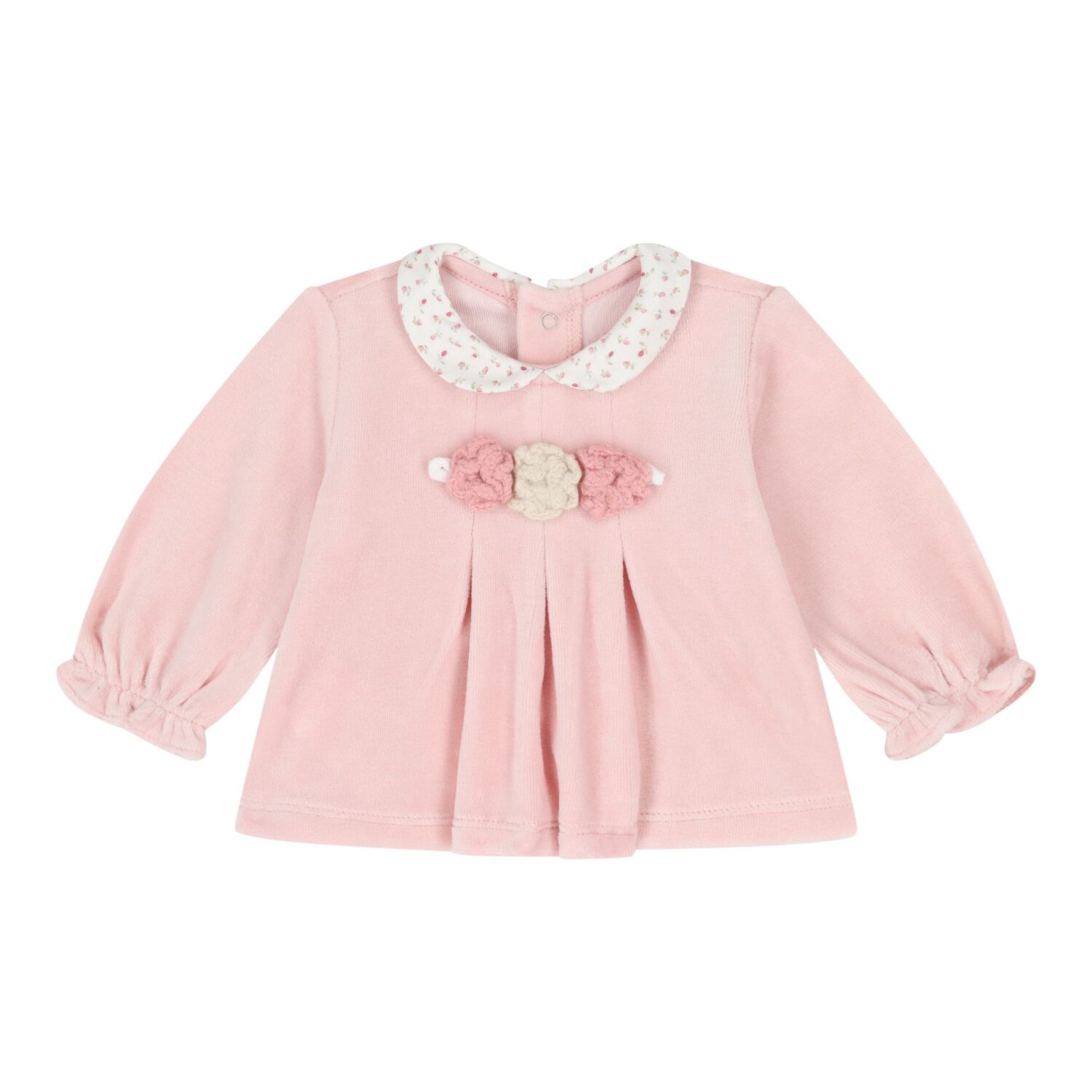 Baby Girls Pink Floral Motif 2 Piece Babygrow, 1, hi-res