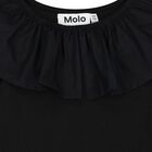Girls Black Ruffled Long Sleeve Dress, 1, hi-res