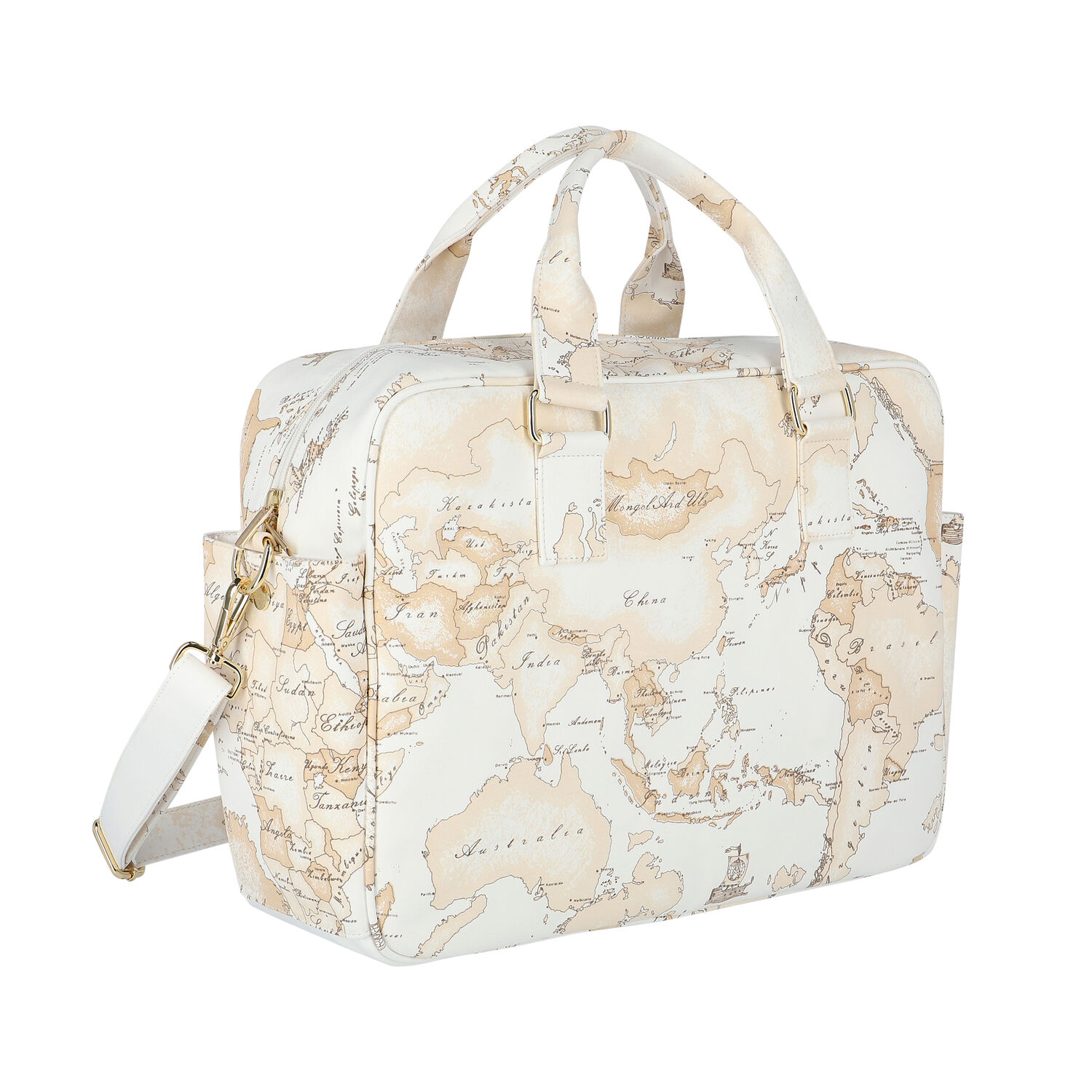 Beige Geo Map Baby Changing Bag, 1, hi-res