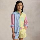 Girls Multicoloured Stripe Shorts, 1, hi-res