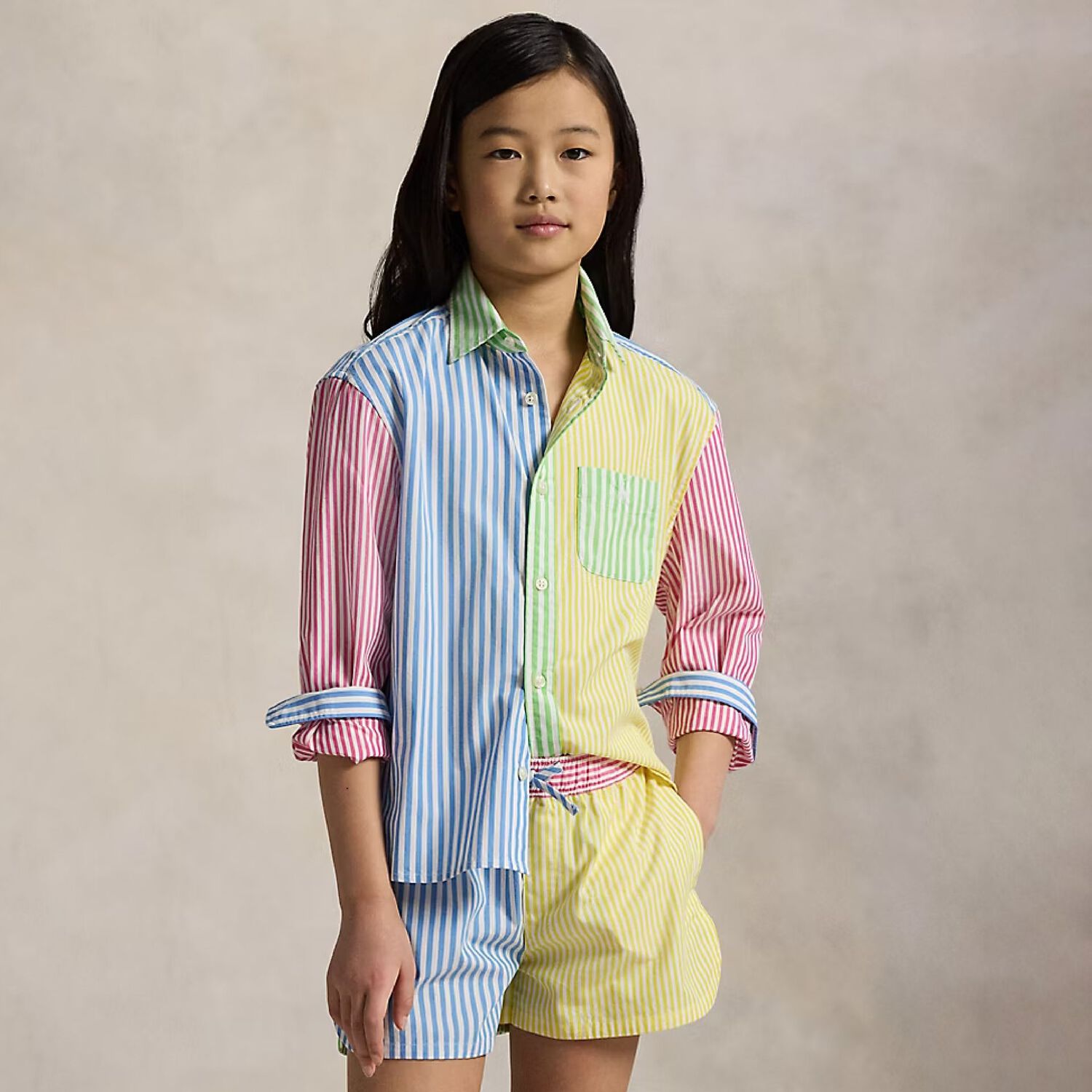 Girls Multicoloured Stripe Shorts, 1, hi-res image number null