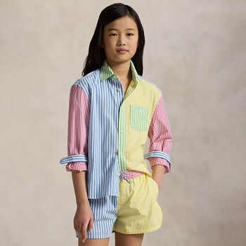 Girls Multicoloured Stripe Shorts, 1 Girls Multicoloured Stripe Shorts