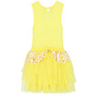 Girls Yellow Tulle & Sequin Dress, 2, hi-res