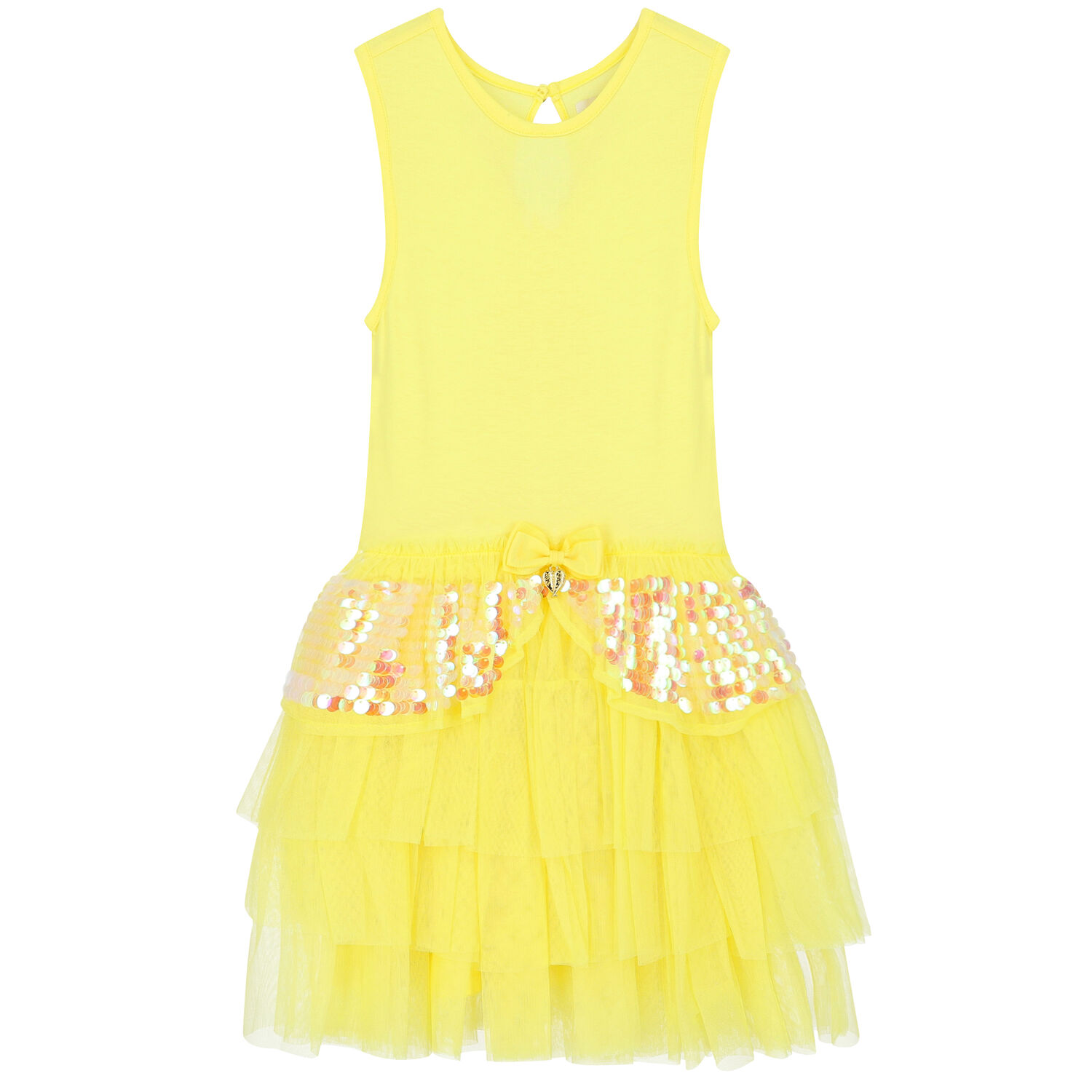 Girls Yellow Tulle & Sequin Dress, 2, hi-res image number null