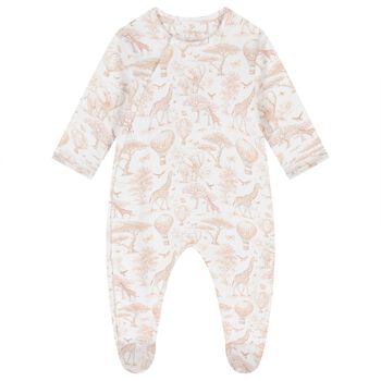 White & Beige Africa Babygrow
