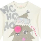 Girls Ivory & Gold Festive Christmas Tree Jumper, 1, hi-res