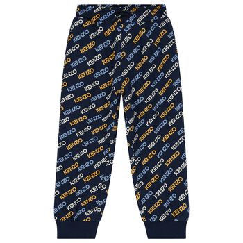 Boys Navy Blue Logo Joggers