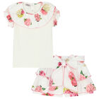 Girls White & Pink Floral Skort Set, 1, hi-res