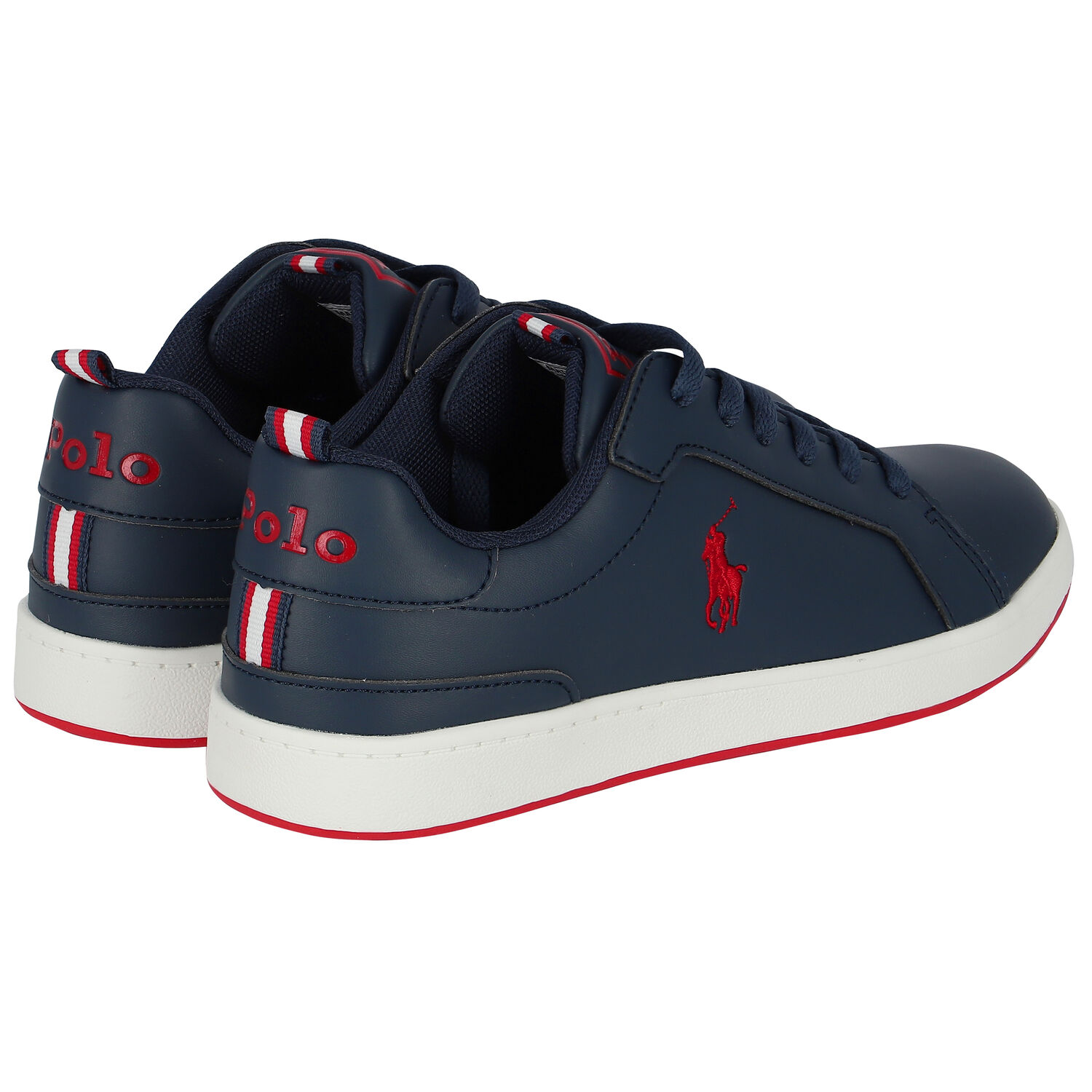 Boys Navy Logo Trainers, 1, hi-res