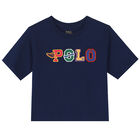 Girls Navy Logo T-Shirt, 2, hi-res