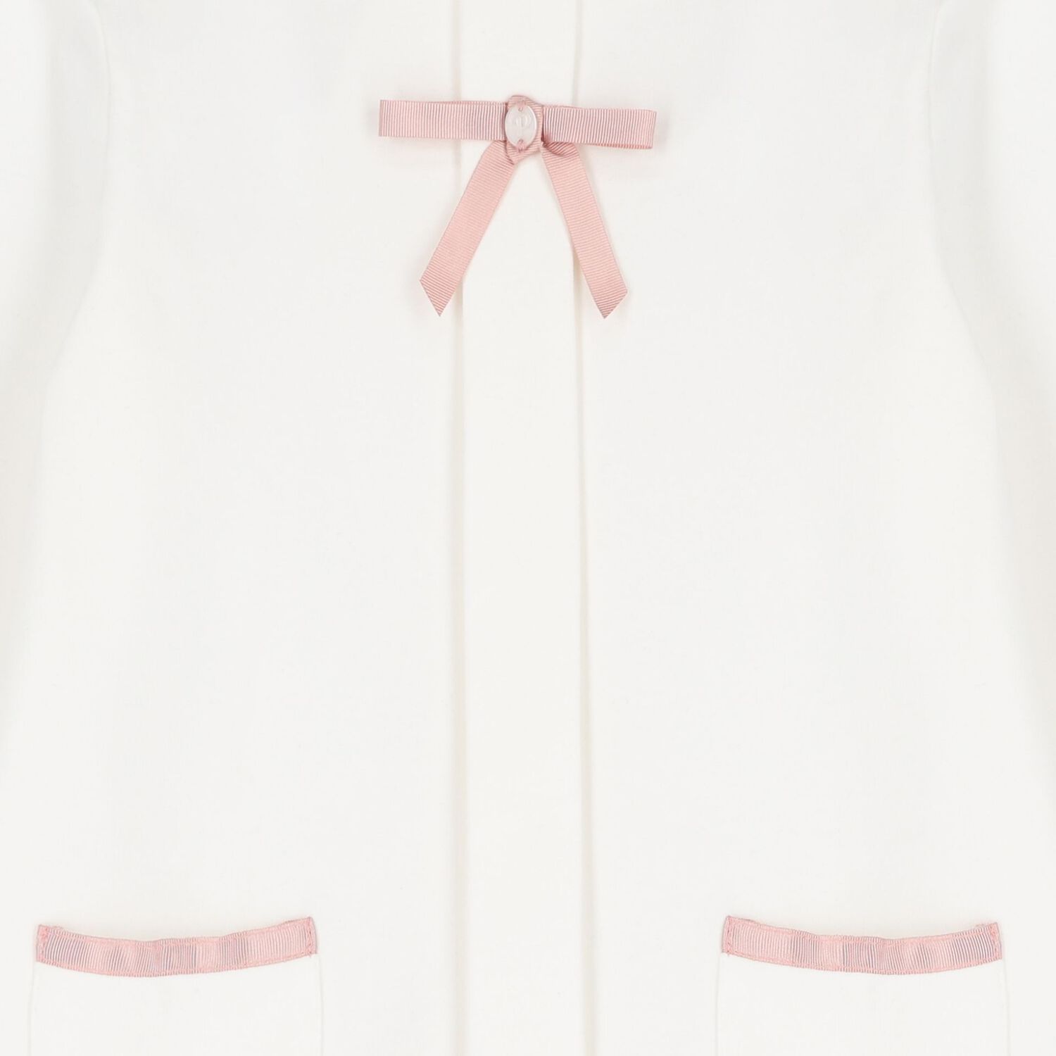 Girls Ivory Grosgrain Bow Dress, 1, hi-res