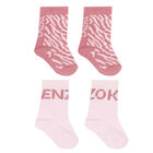 Baby Girls Pink Logo Socks ( 2-Pack ), 1, hi-res