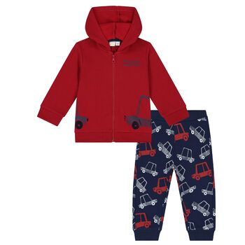 Younger Boys Red & Navy Blue Logo Tracksuit