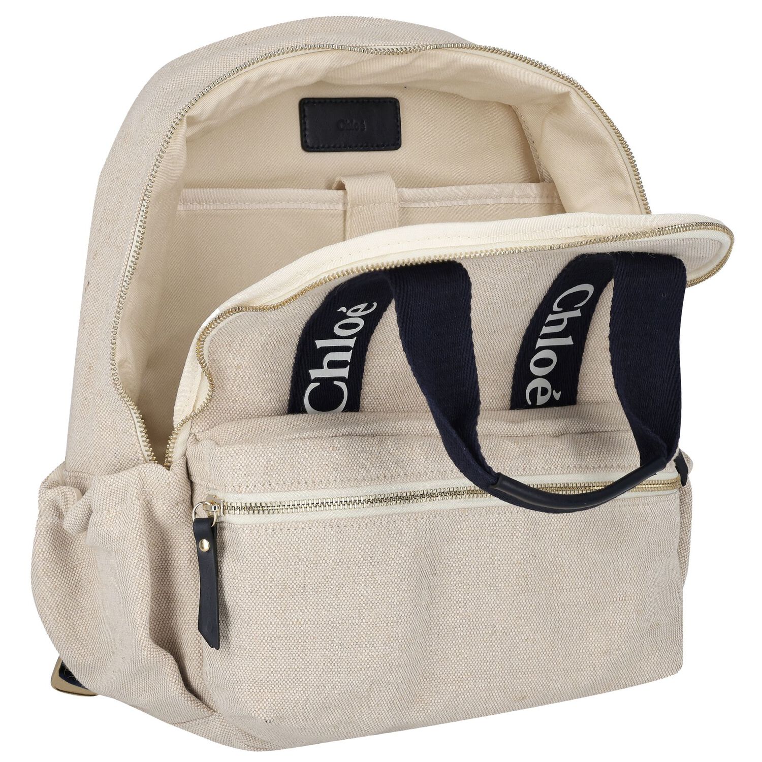 Girls Beige Logo Backpack, 1, hi-res