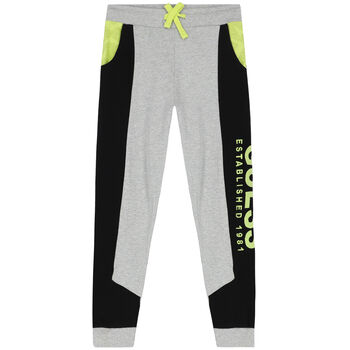 Boys Grey & Neon Green Logo Joggers