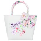 Girls Ivory Bow Floral Hand Bag, 1, hi-res