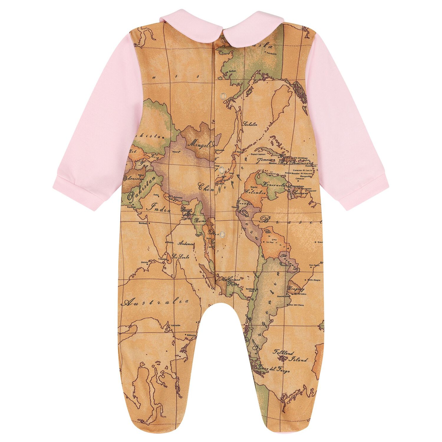 Baby Girls Beige & Pink Geo Map Babygrow Gift Set, 2, hi-res