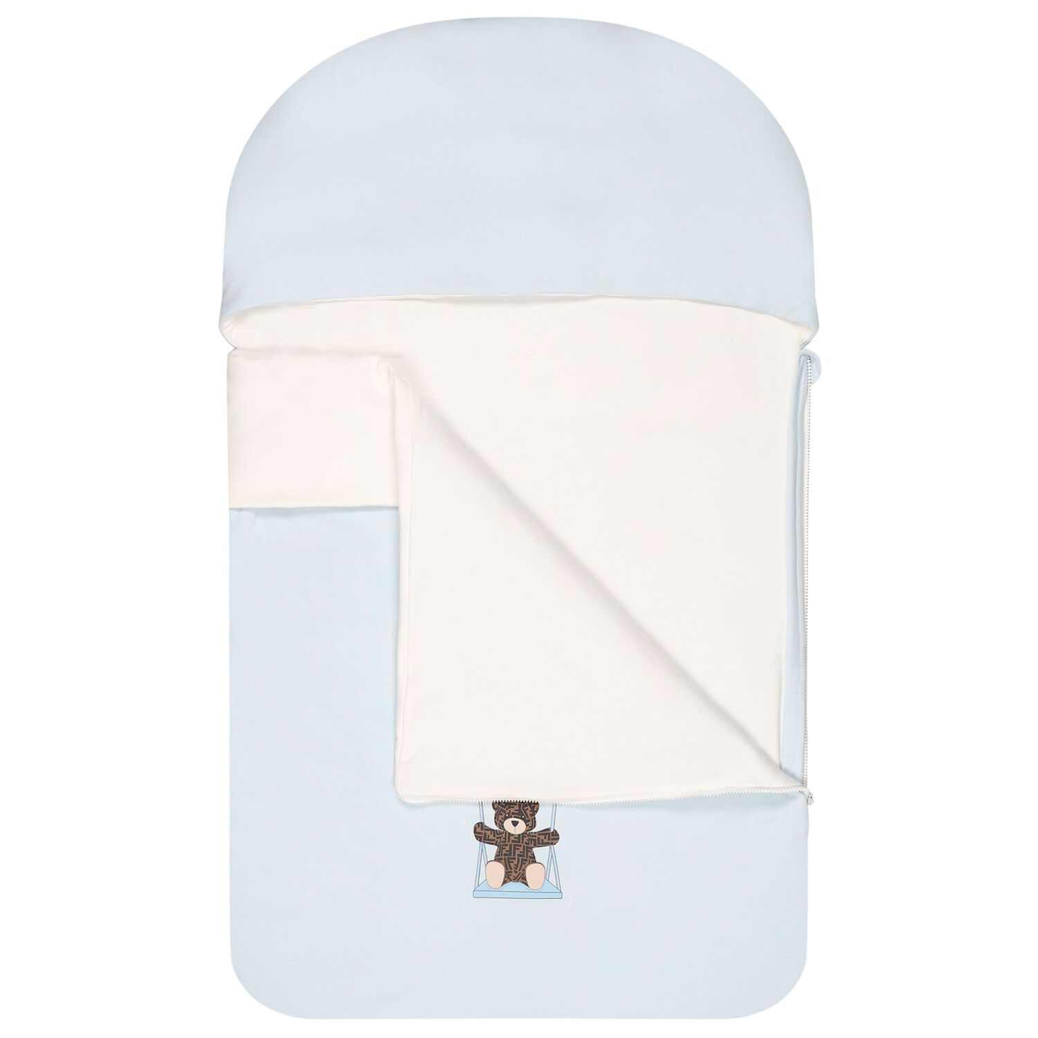 Baby Boys White & Blue Teddy Bear Logo Nest, 3, hi-res