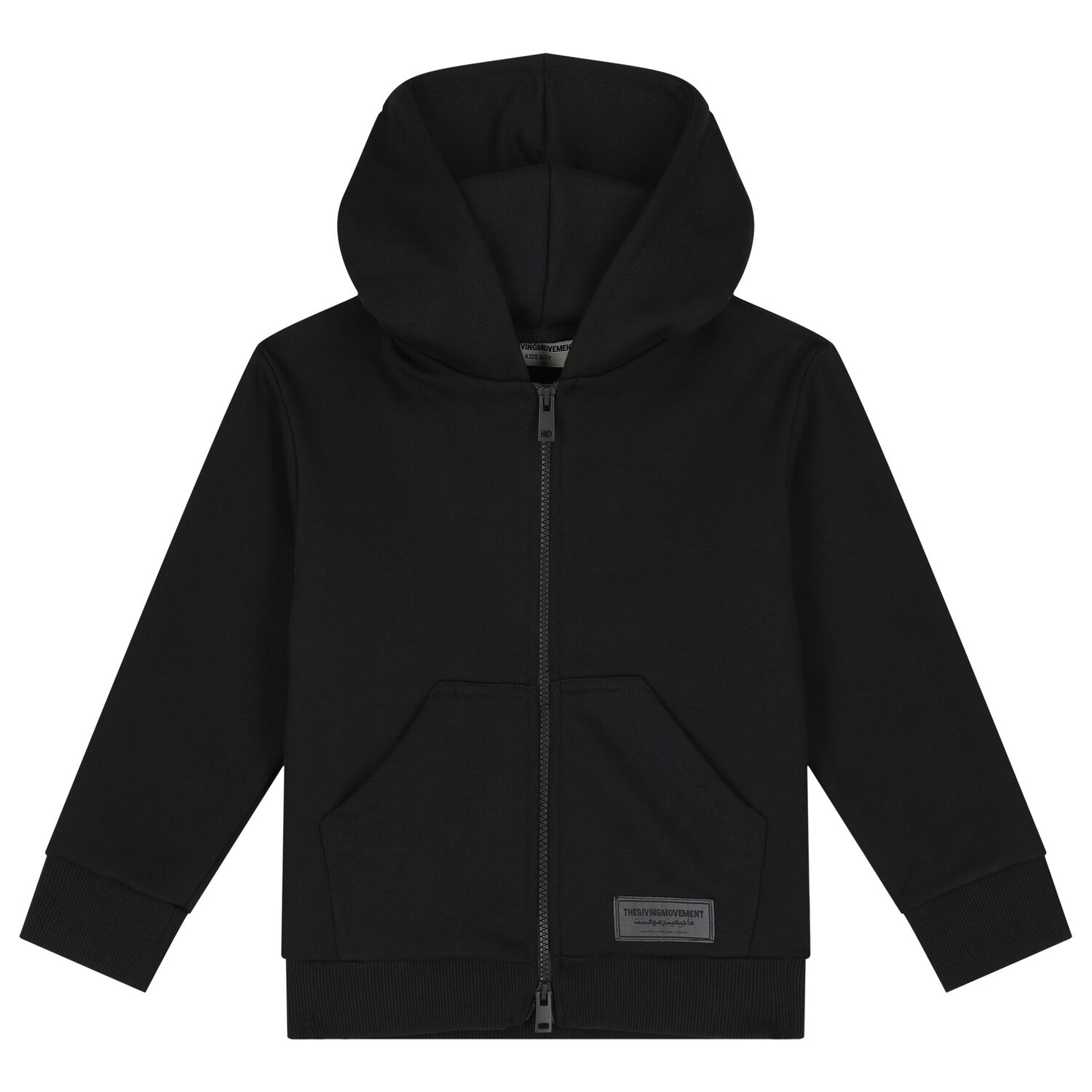 Black Logo Hooded Zip Up Top, 3, hi-res