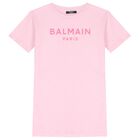 Girls Pink Logo Dress, 2, hi-res