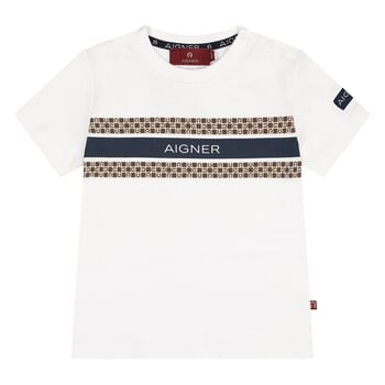 Younger Boys White Logo T-Shirt